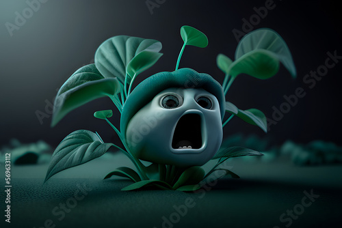 spinach furious adorable and lovable character 3d cute, 3d cartoon character AI Generative,  AI Illustration photo
