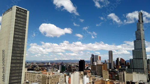 timelapse in the center of Bogota, aerial view of the capital of Colombia