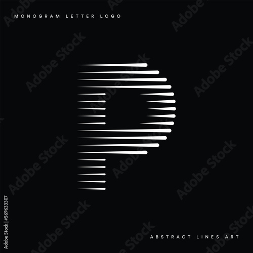 Letter P Logo with Abstract Line Pattern