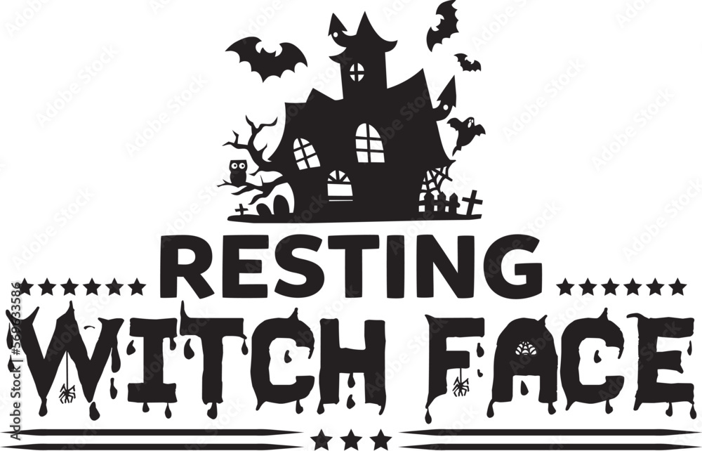 Fototapeta premium halloween, vector, horror, black, vintage, cute, tattoo, white, scary, spooky, symbol, gothic, magic, witch, background, isolated, dark, funny, girl, witchcraft, monster, graphic, woman, skull, fantas