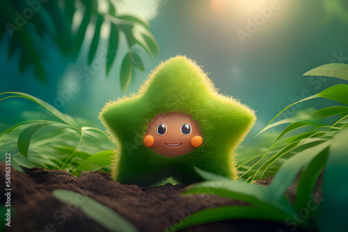 starfruit Adorable and lovable character 3d cute, 3d cartoon character AI Generative,  AI Illustration photo