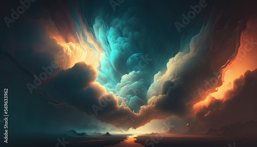 Wallpaper Of A Colorful Landscape With Clouds