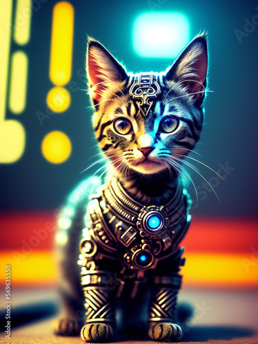 Un Gatito Cyborg Adorable: Lindo y Futurista, IA Generativa © Tyrael