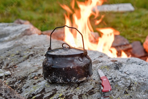 kettle on fire