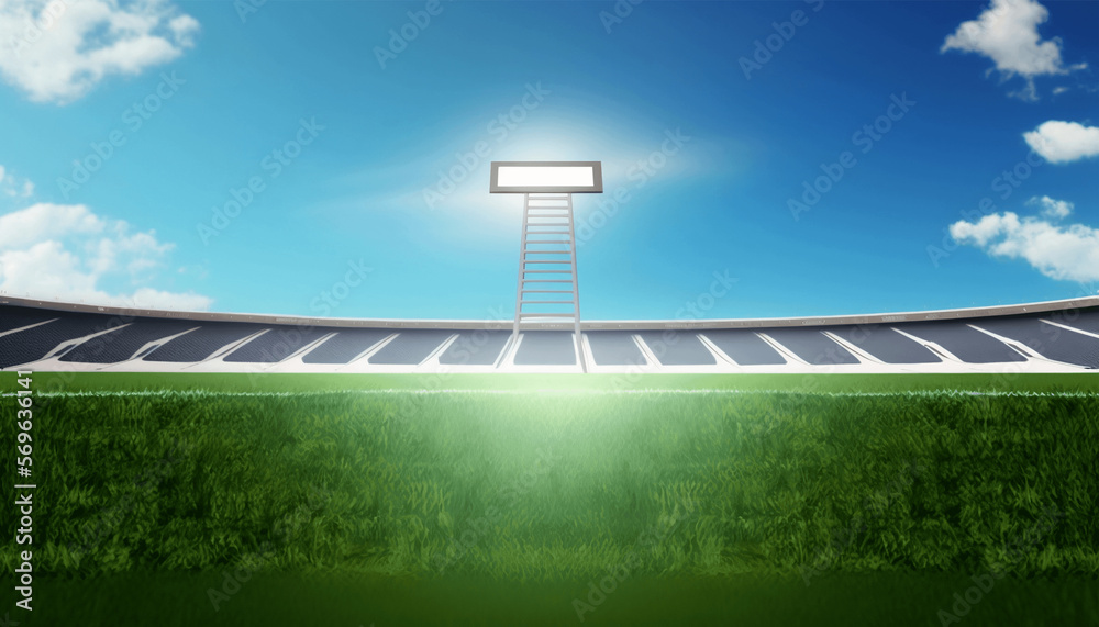 simple american football field at bright blue daylight