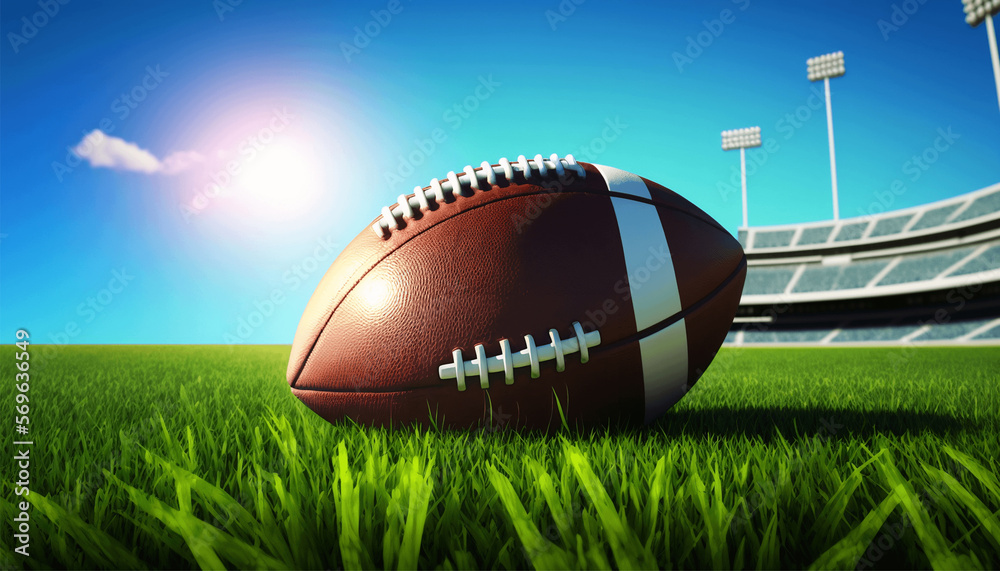 american football ball on the grass under the bright sunny daylight american football ball on the grass under the bright sunny daylight