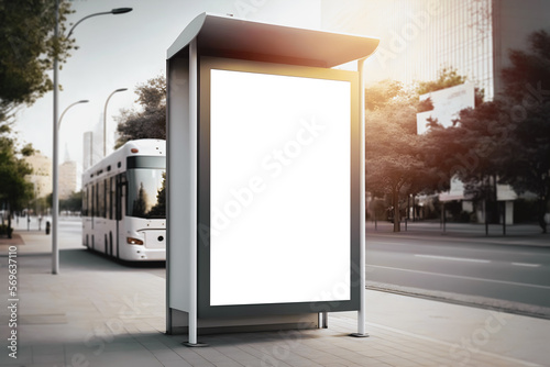 Outdoor verticle billboard on roadside in city, blank white billboard mockup