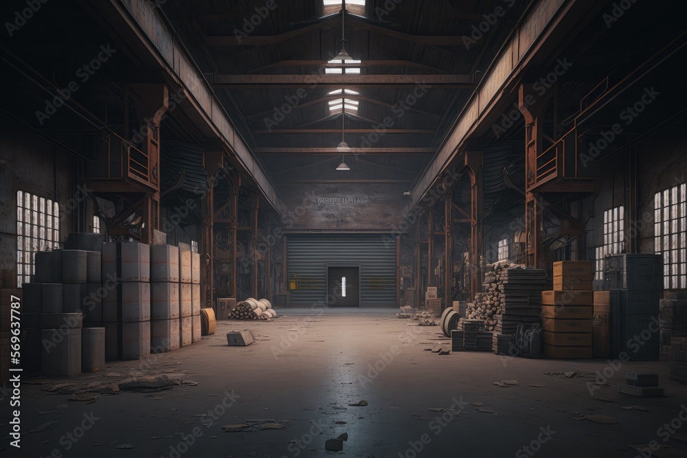 Empty Warehouse - Created with Generative AI Empty Warehouse - Created with Generative AI