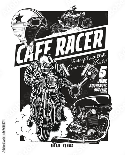 vintage motor racing vector illustration 