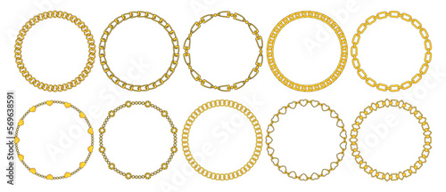 Round Chain frame. Circle chains border. Boho bracelet