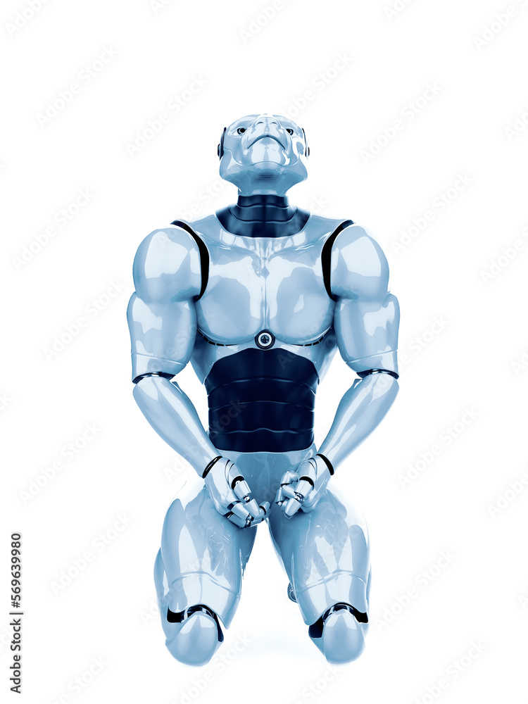 Fototapeta premium cyber tiger is on his knees
