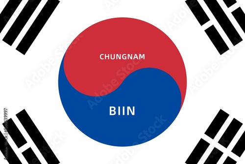 Biin: Name der südkoreanischen Stadt Biin in der Provinz Chungnam auf der Flagge von Südkorea photo