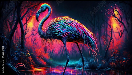 AI Generated collection of wild life animals in neture from peacooks ,flamingo birds,monkeys,swans,zebras,unicorns ostrich could be landscapes ,wallpapers ,decorations,etc © alhaitham