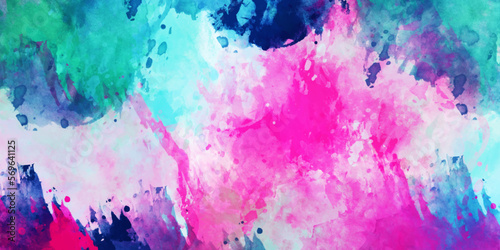 Abstract gradient colorful watercolor background on white paper texture. Abstract banner and canvas design  texture of watercolor.