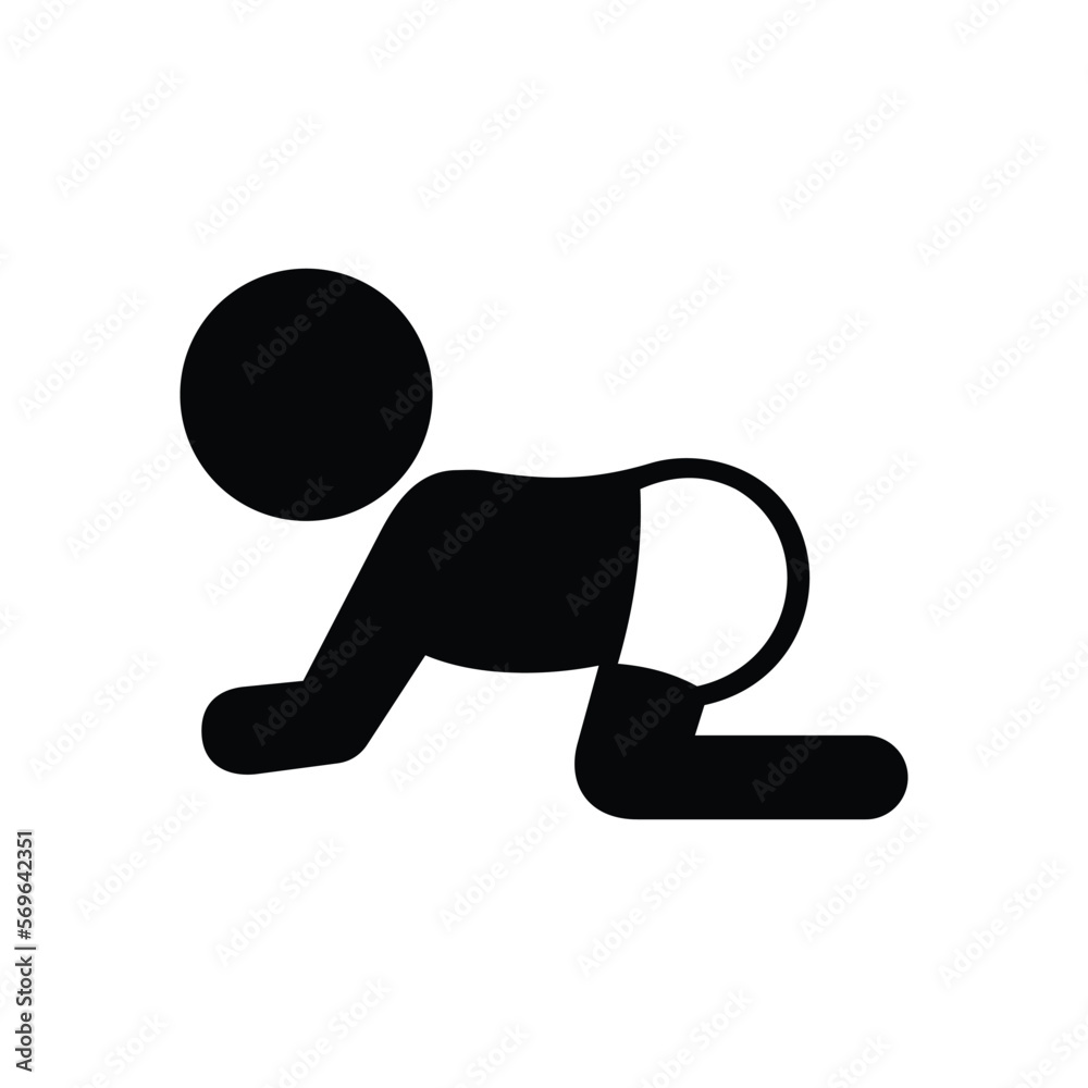 Crawling baby, black isolated baby icon, vector illustration Crawling baby, black isolated baby icon, vector illustration