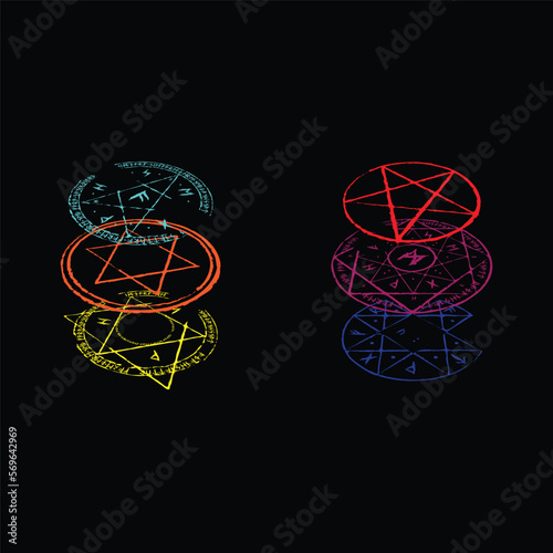 Abstract runes color isometric