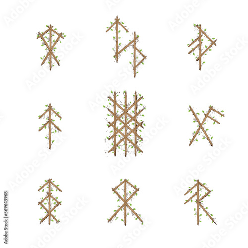 Tree brown branch bind runes set