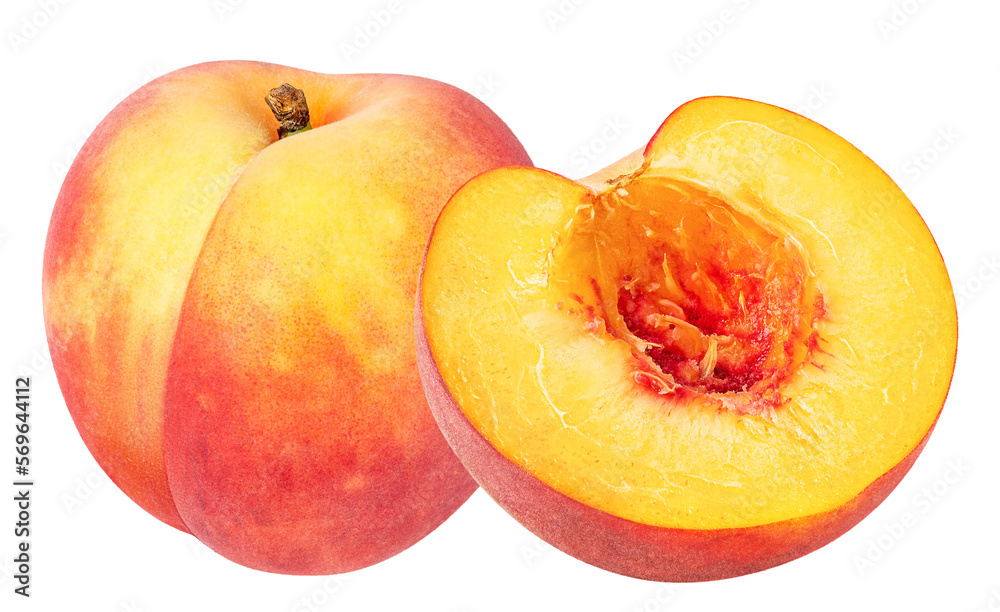 Peach fruit isolated on white or transparent background. Peach fruit isolated on white or transparent background.