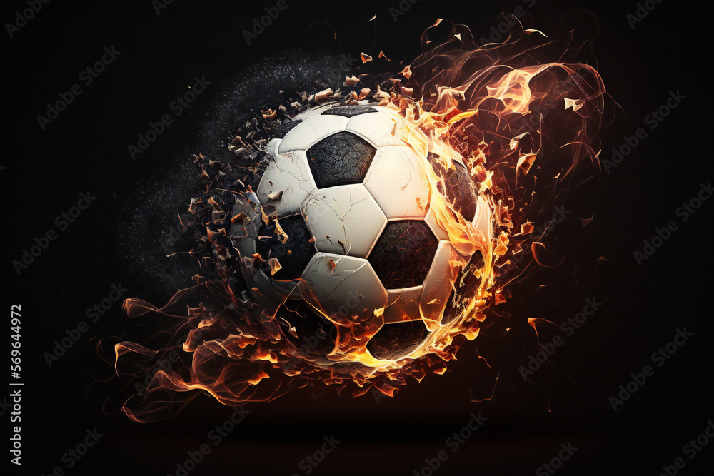 Fototapeta premium soccer ball in fire