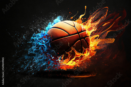 basketball ball in fire, ai generated © Sandu