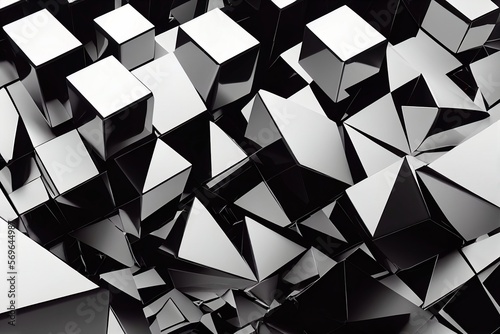 Minimalistic Marvel: Black Cube Abstract Background - Generative AI