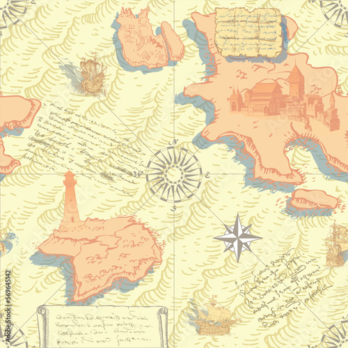 ancient nautical chart of sea routes