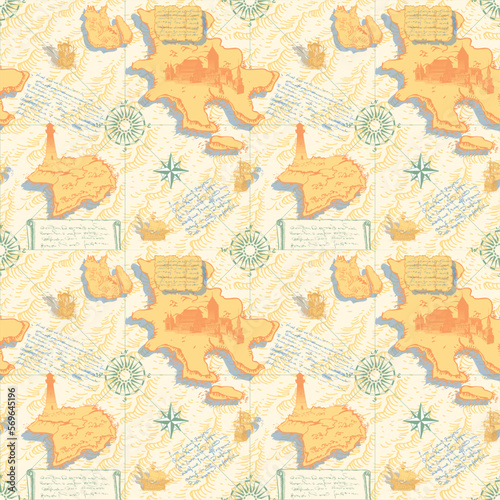 ancient nautical chart of sea routes