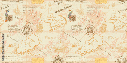 Fototapeta Naklejka Na Ścianę i Meble -   the ancient nautical map of the sea routes