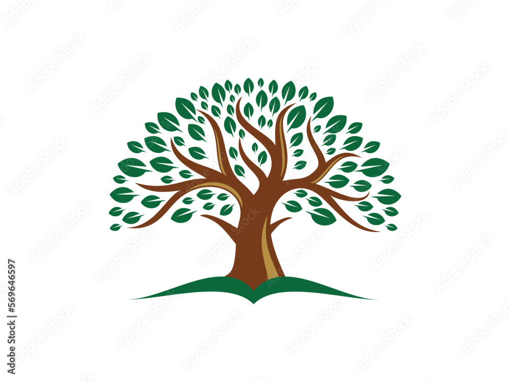 Obraz premium Simple green tree vector design on white background.