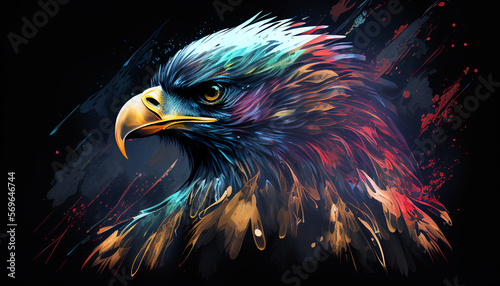 Generative AI - eagle illustration background © Bernard