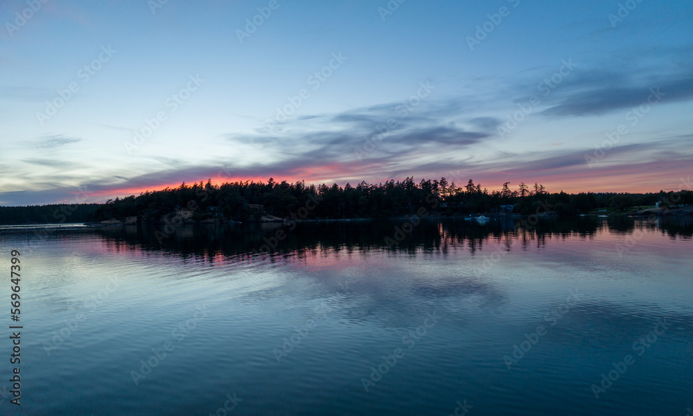 Romantic Sunset Skies in Roche Harbor San Juan Island Washington USA
