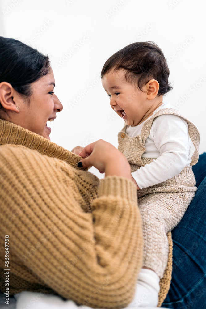 Mother Playing at Home with her Baby Mother Playing at Home with her Baby