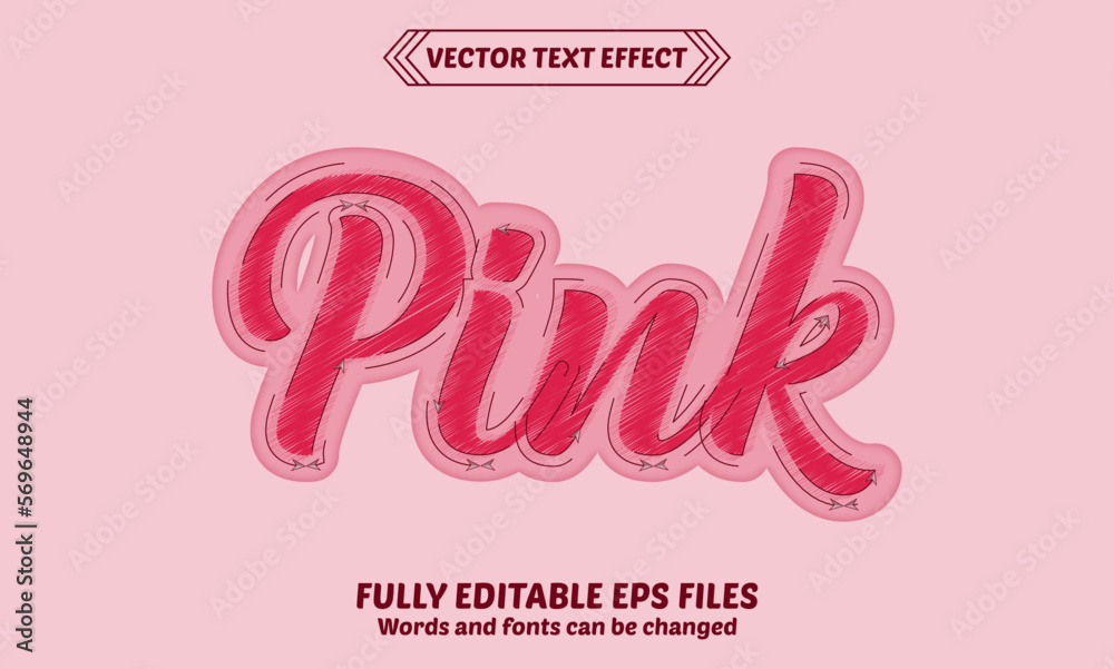 Editable 3D pink Text effect style
