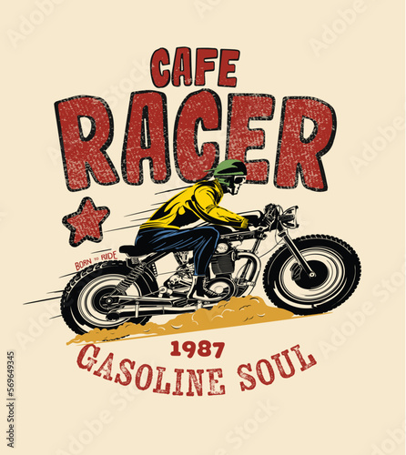 vintage motor racing vector illustration 