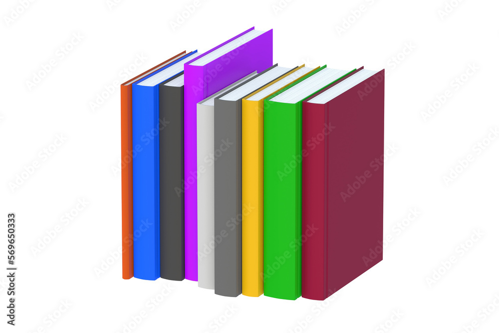 Row of books isolated on white background. 3d render Row of books isolated on white background. 3d render