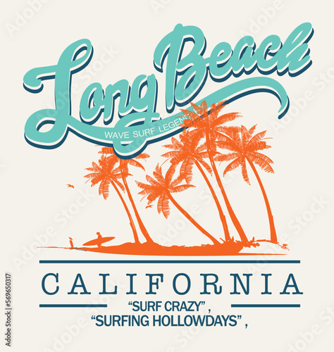 wave Surfing text with the waves view illustration, for t-shirt prints, posters and other uses.