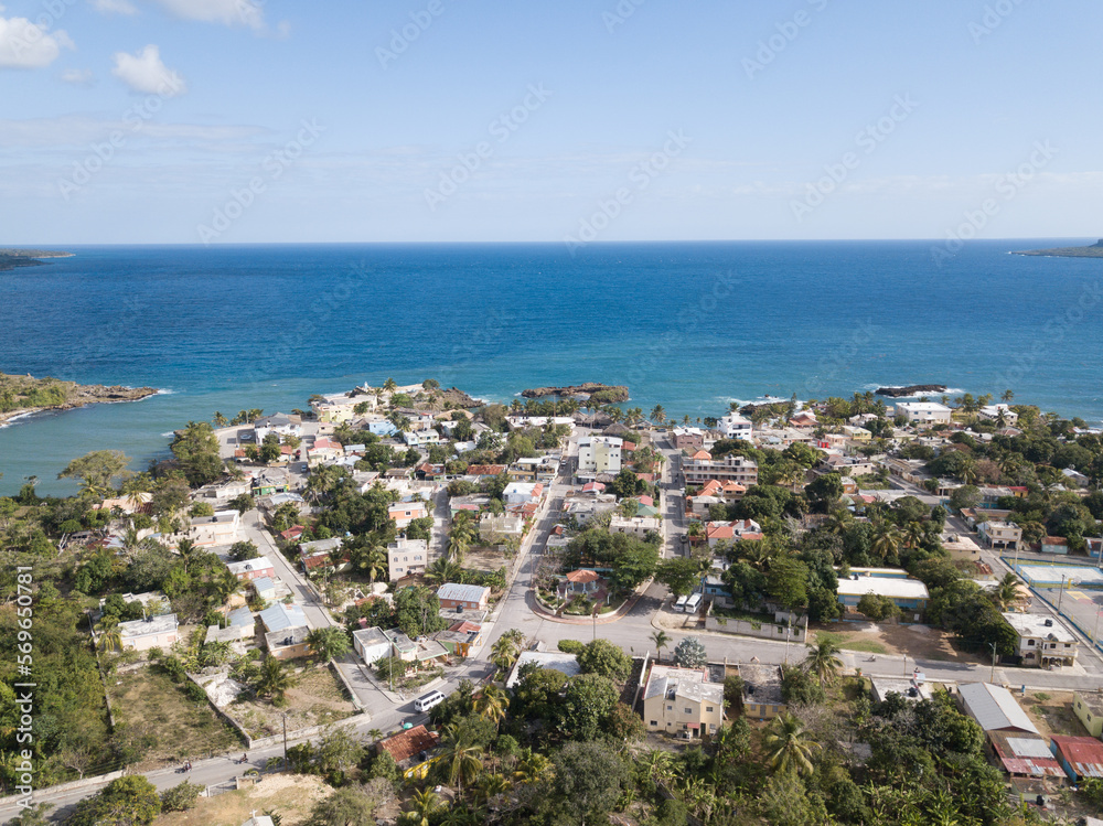 Small caribbean town - Boca de Yuma - Dominican Republic birds view