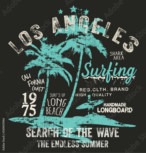 wave Surfing text with the waves view illustration, for t-shirt prints, posters and other uses.