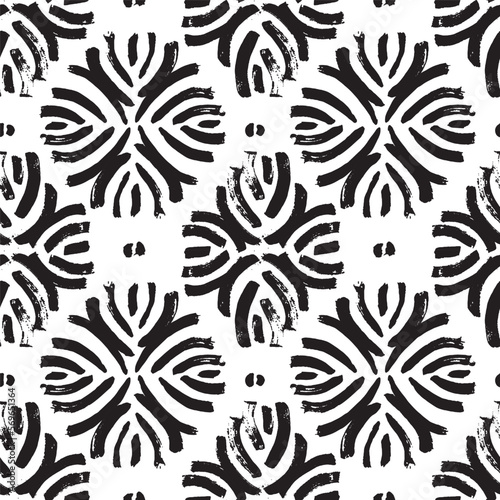 Abstract seamless black and white textile design