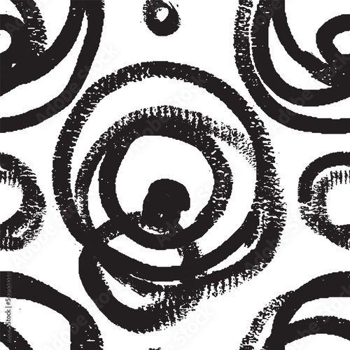 Abstract seamless black and white textile design