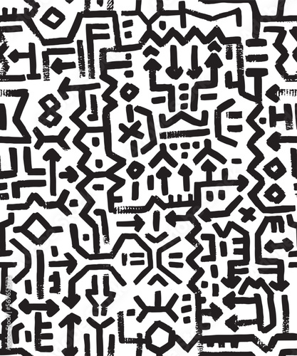 Abstract seamless black and white textile design