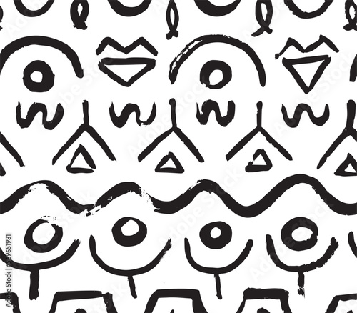 Abstract seamless black and white textile design