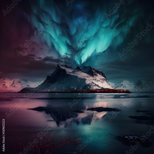 "Aurora Borealis: A Northern Lights Landscape"   Generative AI Artwork   © Larissa