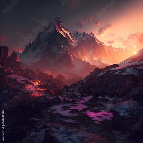 "Golden Hour Vista"   Sunset landscapes   Generative AI Artwork   © Larissa