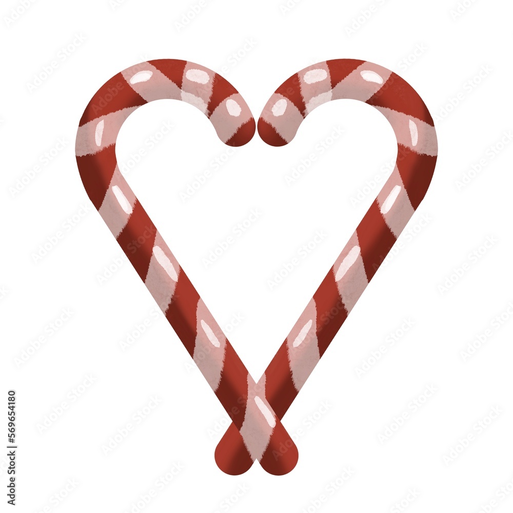 Obraz premium watercolor Christmas lollipop. red candy isolated on a white background