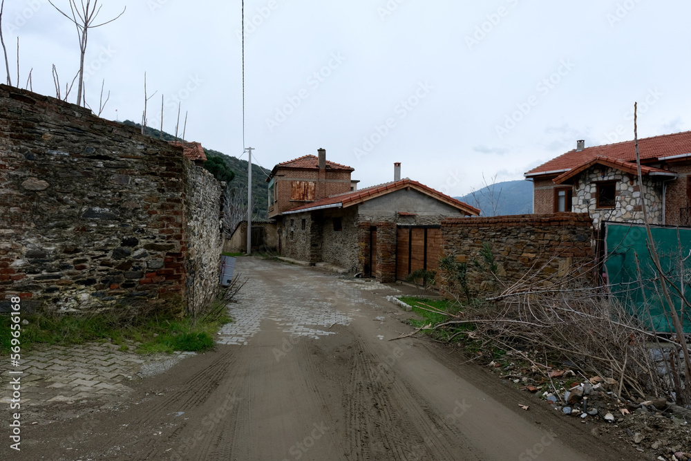 izmir, bayındır, yusuflu, Turkey 02.06.2023
A view from the historic village with stone-walled houses with wooden windows and doors izmir, bayındır, yusuflu, Turkey 02.06.2023
A view from the historic village with stone-walled houses with wooden windows and doors