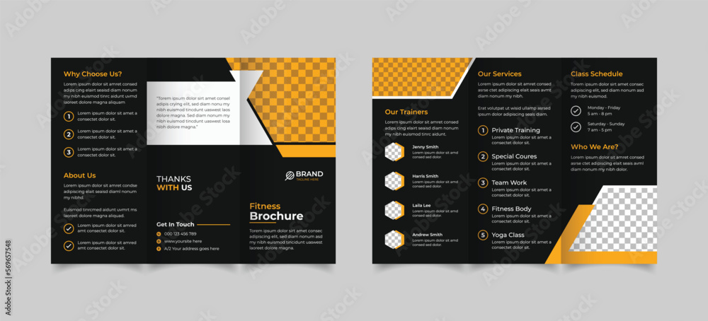 Fitness trifold brochure template design Fitness trifold brochure template design