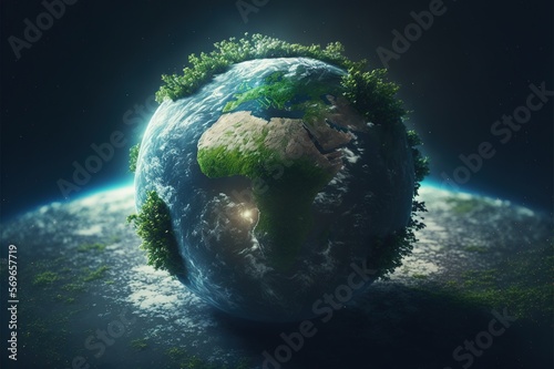 Earth covered in greenery