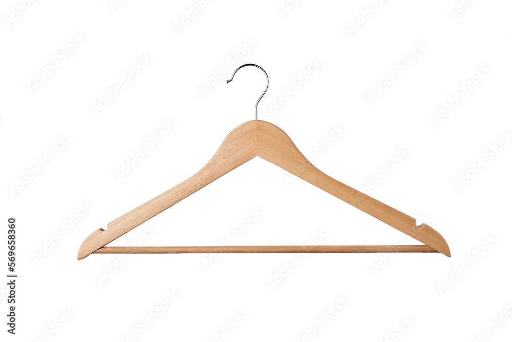 Isolated wooden hanger on a white background Isolated wooden hanger on a white background
