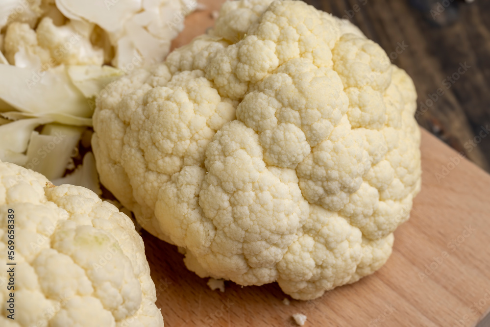 Cauliflower close up during cooking, fresh raw cauliflower Cauliflower close up during cooking, fresh raw cauliflower